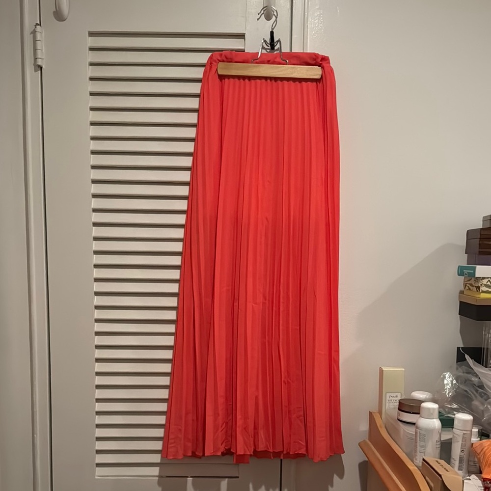 Coral Maxi Pleated Skirt